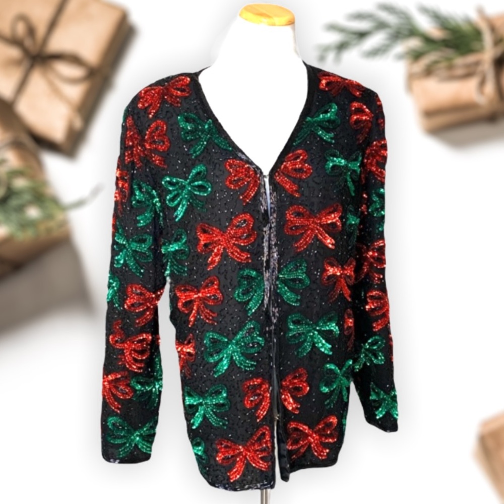 Laurence  Kazar Sequin  & Silk  Holiday Jacket - Picture 5 of 13